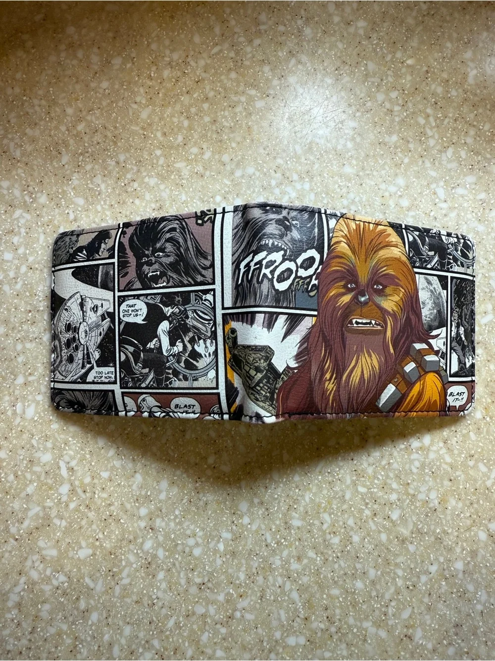 Star Wars Chewbacca Comic Bi-Fold Wallet - Brown & Gold Buckle Down Brand